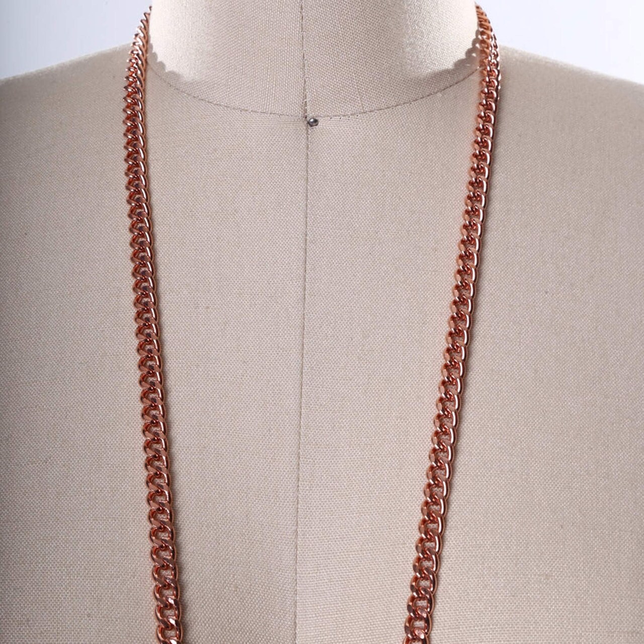1 Yard 12mm Rose Gold Glossy Finish Metal Chain Trim for Jewelry and Bag Straps